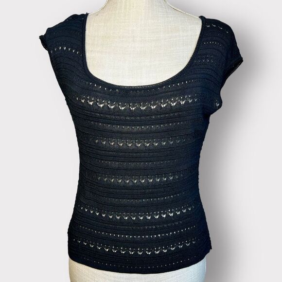 Fendi Crochet Black Top Women’s Small Medium Vintage Knit - Picture 3 of 7